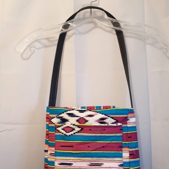 New Southwestern Aztec Shoulder bag purse Sarape stripe Western Turquoise Magent - Picture 8 of 10